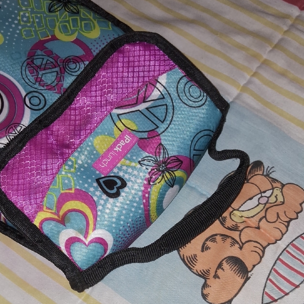 FUN,Colorful,Geometric Patterned,Insulated,Lunch Bag💙🩷 - Picture 7 of 8